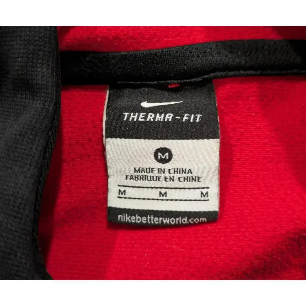 Mens‎ Nike Elite Therma-Fit Black Red Long Sleeve Pullover Hoodie Size Medium M